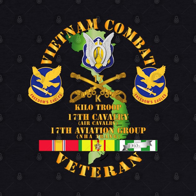 Vietnam Combat Cavalry Vet  w Kilo Troop - 17th Air Cav - 17th Aviation Group DUI w SVC by twix123844